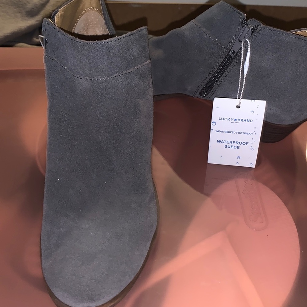 Lucky brand Size 9.5 grey suede booties. New with tags
